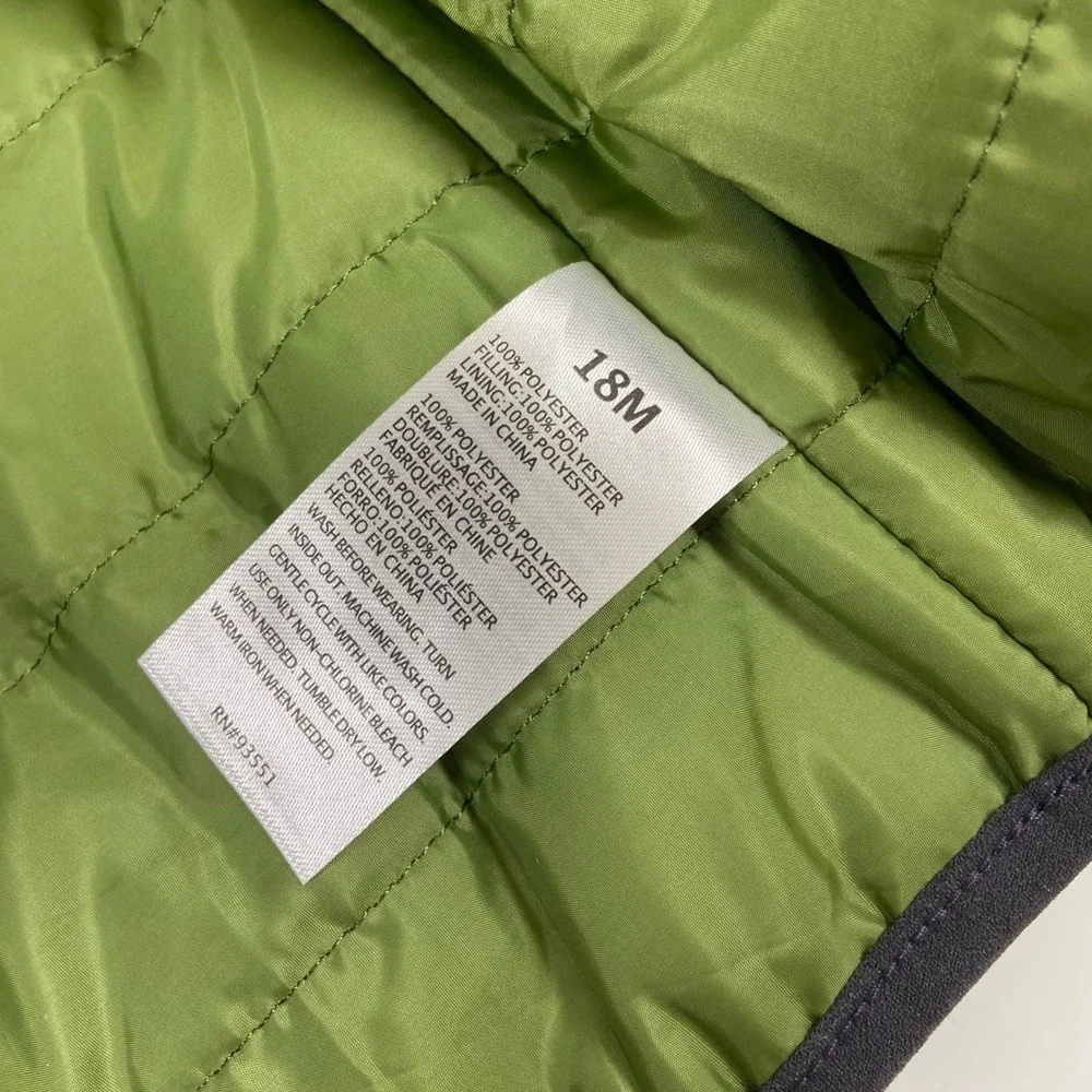Baby Essentials Kids 18M Navy Blue Dinosaur Puffer Vest NEW Hooded Quilted Zip